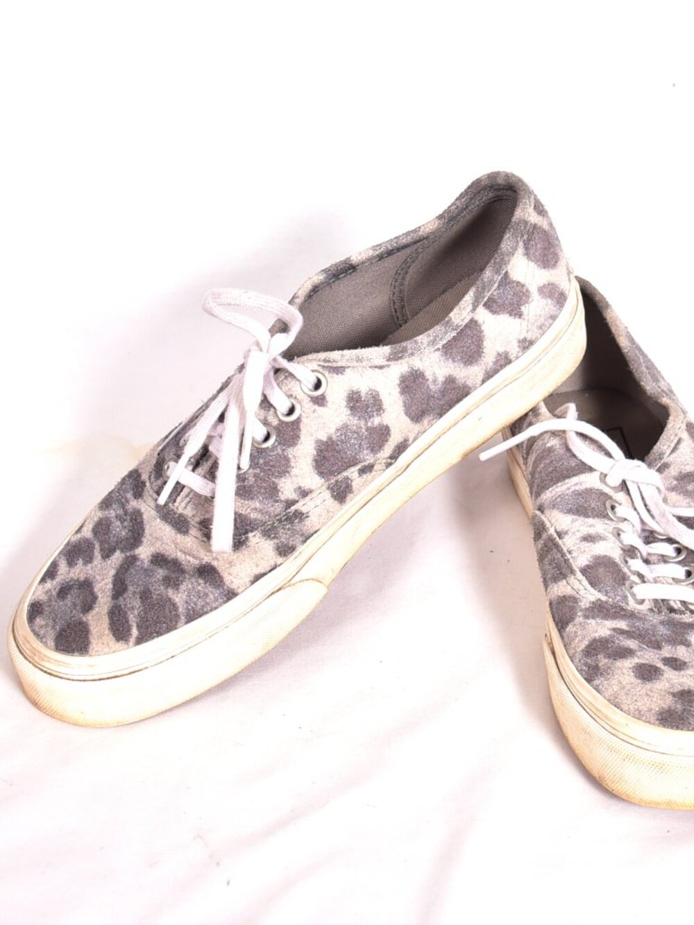Vans Off The Wall Gray/White Leopard Print Shoes Women's Size 8 Sneakers 507452